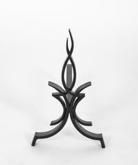 Pair of Black Wrought Iron Andirons by Raymond Subes