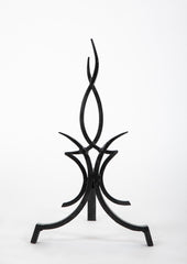 Pair of Black Wrought Iron Andirons by Raymond Subes