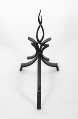 Pair of Black Wrought Iron Andirons by Raymond Subes