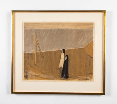"Coastal View with Figures" Lithograph by Danish Artist Johannes Hofmeister