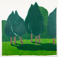 "Symphony of Trees" Woodcut in Color by Richard Kemble
