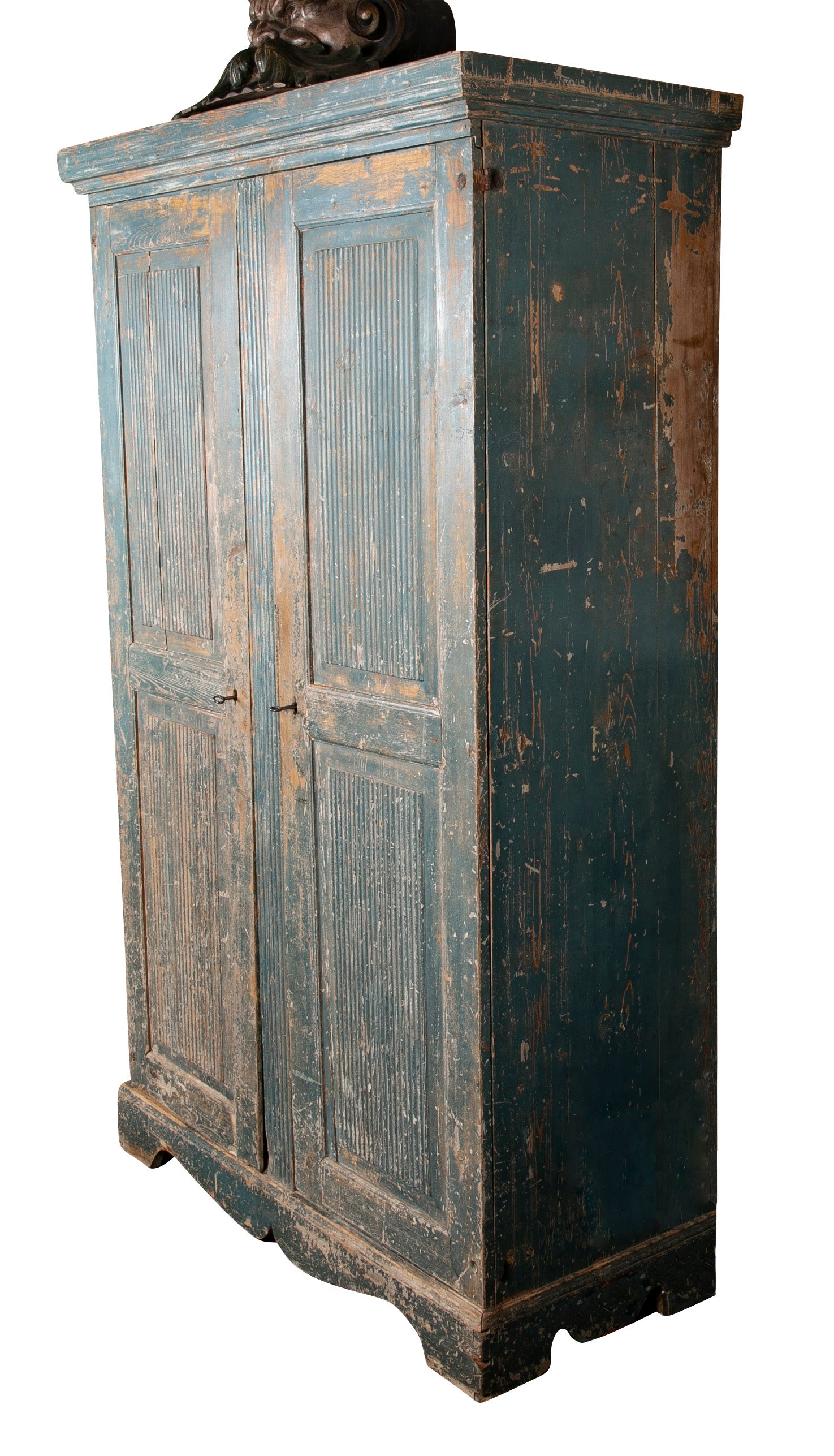 Swedish Carved and Painted Armoire