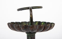 Pair of Japanese Chrysanthemum Bronze Candlesticks