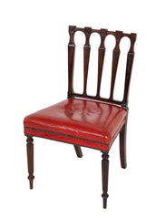 Set of 12 English Mahogany Dining Chairs with Red Leather Seats