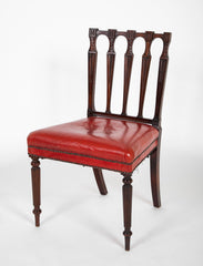 Set of 12 English Mahogany Dining Chairs with Red Leather Seats