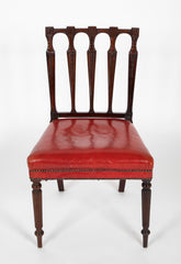 Set of 12 English Mahogany Dining Chairs with Red Leather Seats