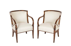 Pair of Walnut Armchairs in Neoclassical Style