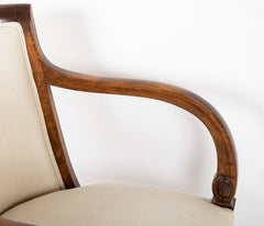 Pair of Walnut Armchairs in Neoclassical Style