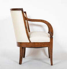 Pair of Walnut Armchairs in Neoclassical Style