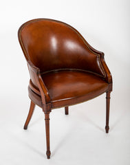 12 Mahogany and Leather Regency Style Armchairs - Available in Various Sets of 4 and 2