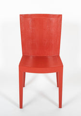 Set of Four Karl Springer "JMF" Chairs in Red Leather