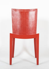 Set of Four Karl Springer "JMF" Chairs in Red Leather