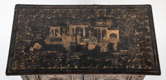 A Chinese Two Door Black Lacquered Table Top Chest