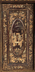 A Chinese Two Door Black Lacquered Table Top Chest