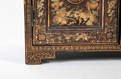 A Chinese Two Door Black Lacquered Table Top Chest