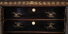 A Chinese Two Door Black Lacquered Table Top Chest
