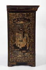 A Chinese Two Door Black Lacquered Table Top Chest