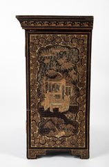 A Chinese Two Door Black Lacquered Table Top Chest