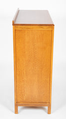 Pair of English Cotswold School Limed Oak Five Drawer Chests