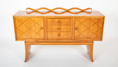 Italian Mid-Century Cherrywood Credenza with Wave Detail Back Rail