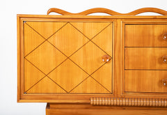 Italian Mid-Century Cherrywood Credenza with Wave Detail Back Rail