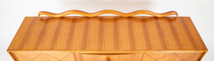 Italian Mid-Century Cherrywood Credenza with Wave Detail Back Rail