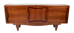 Andre Sornay Sapele Sideboard with Bold Geometric Form Mahogany Handles
