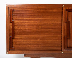 Andre Sornay Sapele Sideboard with Bold Geometric Form Mahogany Handles