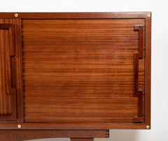 Andre Sornay Sapele Sideboard with Bold Geometric Form Mahogany Handles
