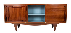 Andre Sornay Sapele Sideboard with Bold Geometric Form Mahogany Handles