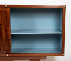 Andre Sornay Sapele Sideboard with Bold Geometric Form Mahogany Handles