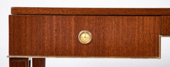 De Coene Freres Two Drawer Leather Top Desk of Sapele Wood