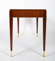 De Coene Freres Two Drawer Leather Top Desk of Sapele Wood