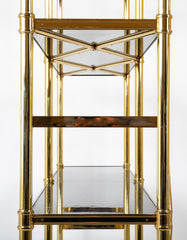 Glass and Brass Lighted Etagere After Billy Baldwin Model for Cole Porter