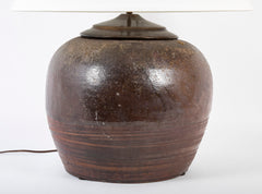 Two Bronze Glazed Ceramic Lamps
