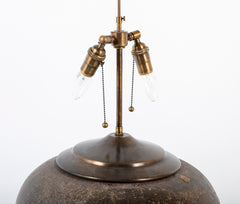 Two Bronze Glazed Ceramic Lamps