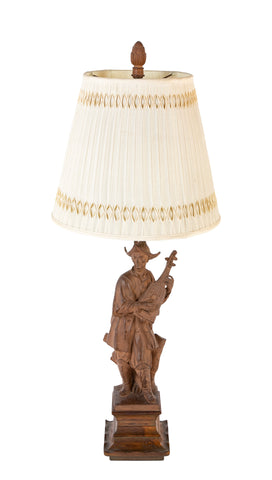 French Chinoiserie Style Terracotta Musician Mounted as Lamp