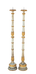 A Pair of 19th Century Parcel Gilt and Painted Neoclassical Style Italian Torcheres