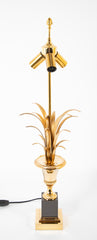A Pair of Maison Charles Urn Form Lamps with Reed Decor