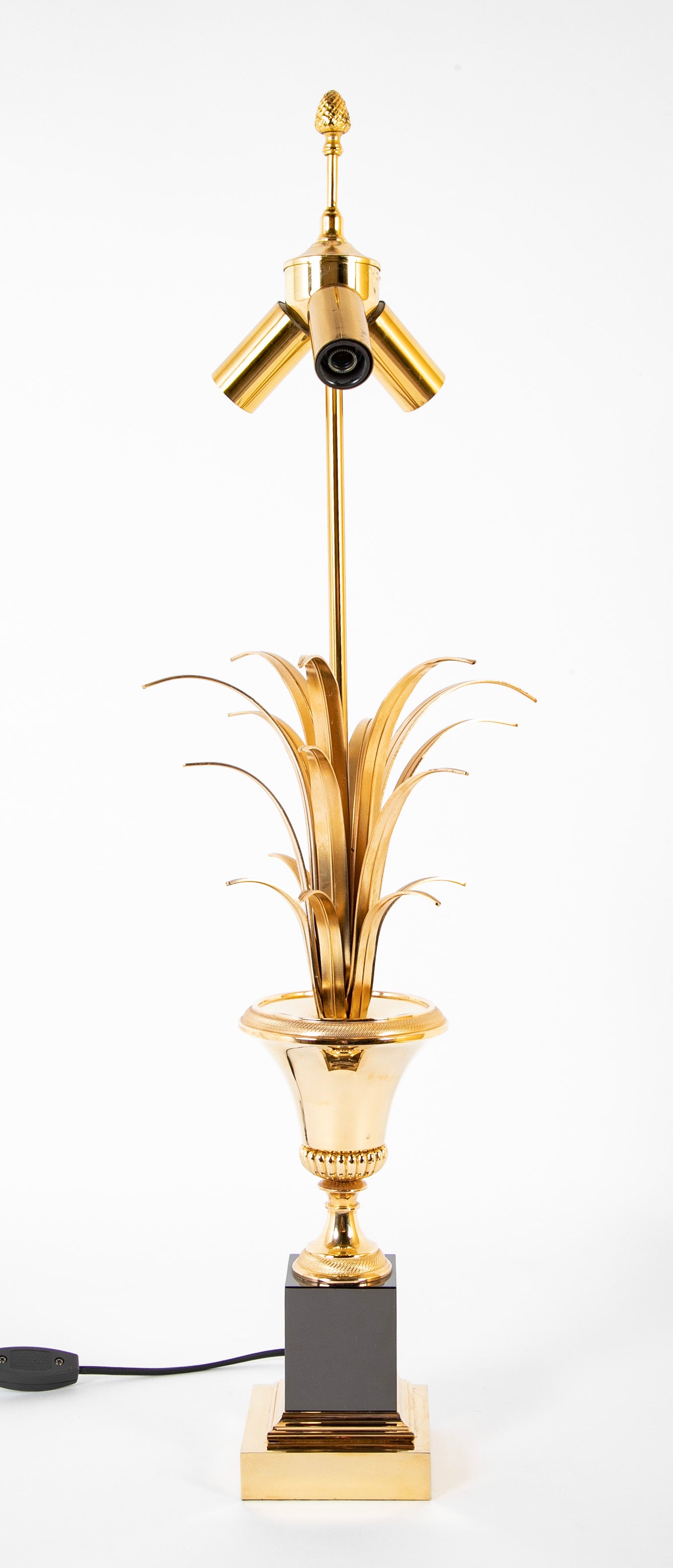 A Pair of Maison Charles Urn Form Lamps with Reed Decor