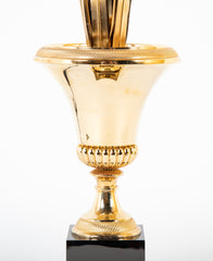 A Pair of Maison Charles Urn Form Lamps with Reed Decor