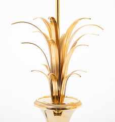 A Pair of Maison Charles Urn Form Lamps with Reed Decor