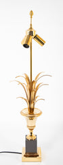 A Pair of Maison Charles Urn Form Lamps with Reed Decor