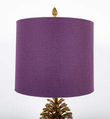 Three Light Brass Pinecone Table Lamp