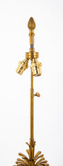 Three Light Brass Pinecone Table Lamp