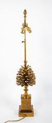 Three Light Brass Pinecone Table Lamp