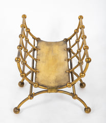 Brass Log Caddy of Round Pipes Intersecting with Brass Spheres