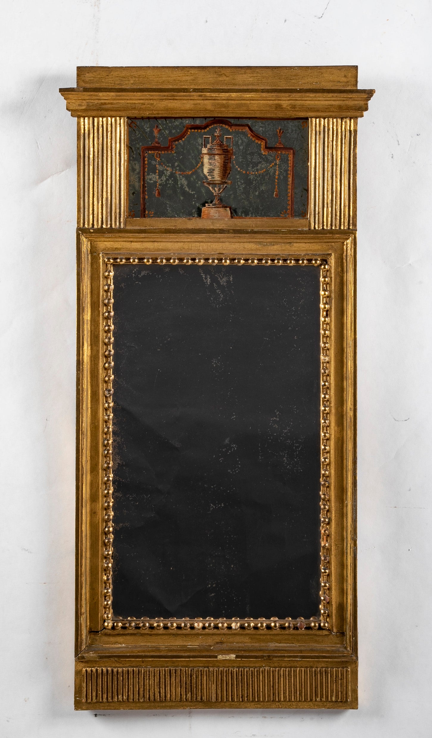 Charming Small French Gilt Wood and Painted Mirror