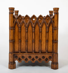 Lined Gothic Style Carved Oak Planter or Waste Basket