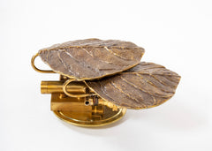 Pair of Bronze Mid-Century "Leaves" Sconces for Maison Charles